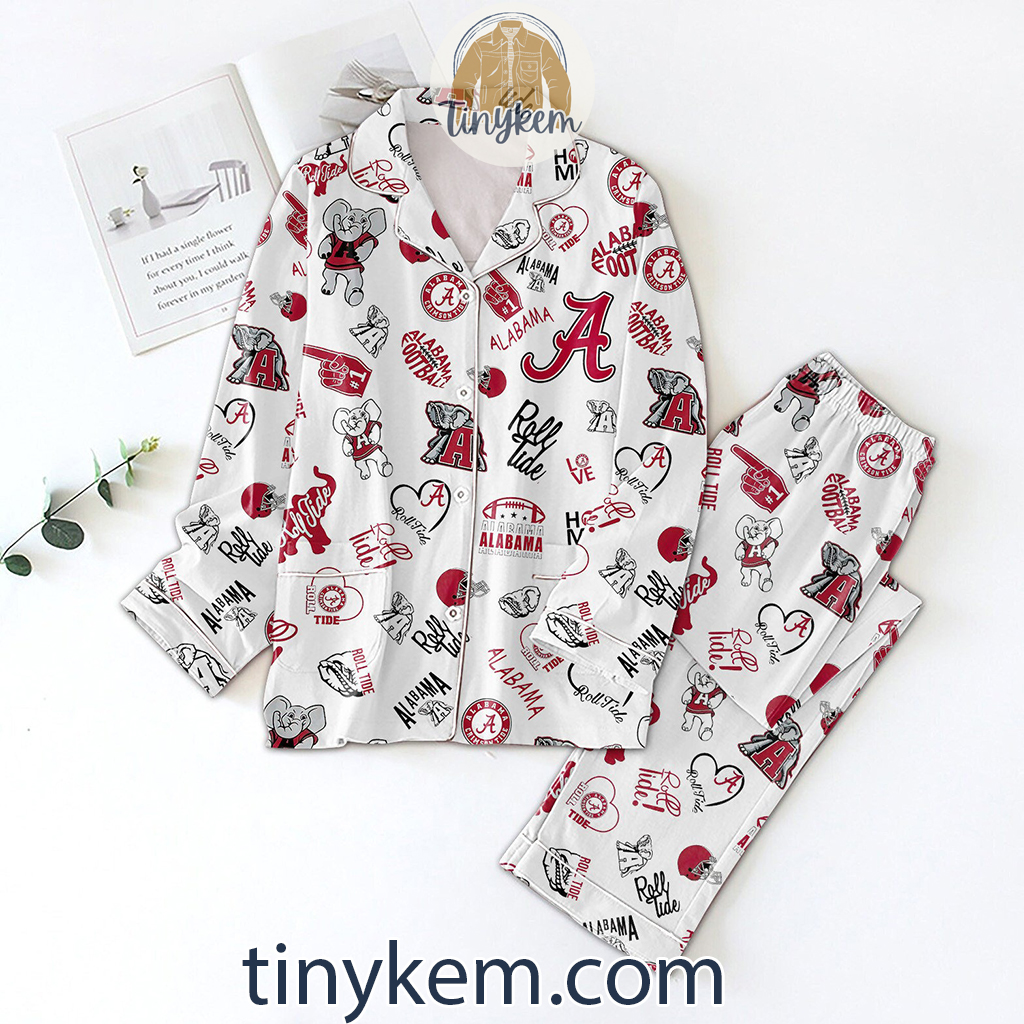 Alabama Crimson Tide football Icons Pattern Pajamas Set2B1 cn7Aj