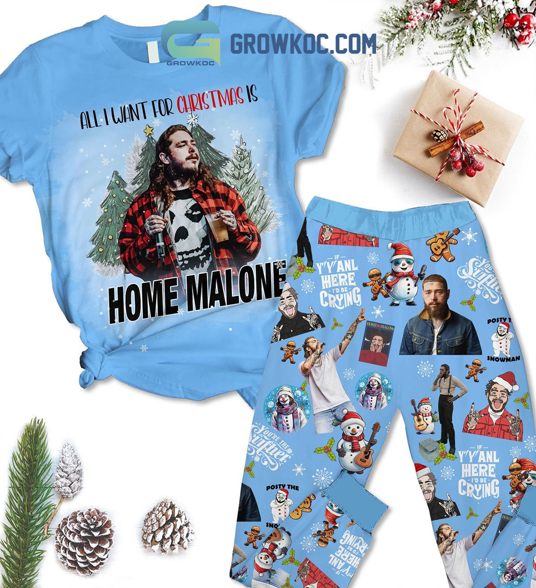 All I Want For Christmas Is Home Malone Pajamas Set2B1 oAz7E