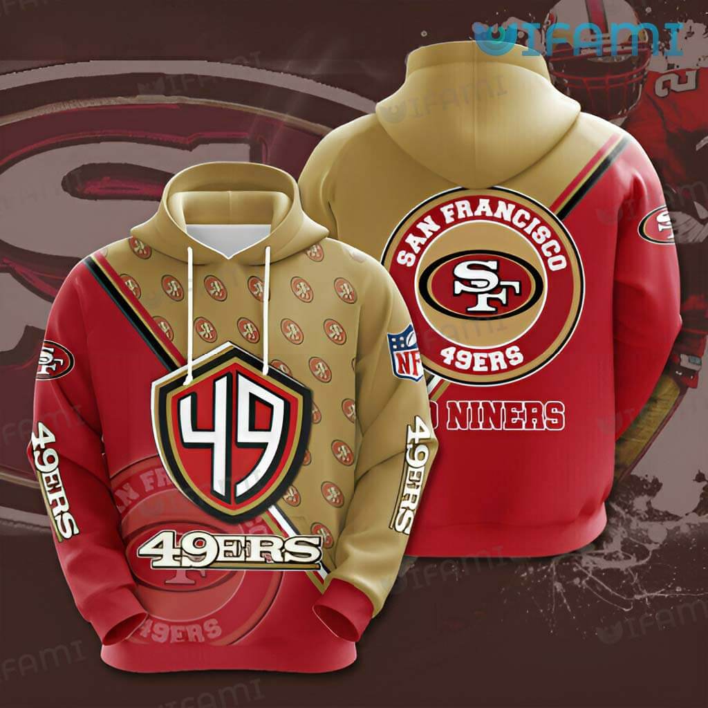 All Over Print Hoodie with Logo Pattern 3D Red Brown 3D San Francisco 49ers Gift 0