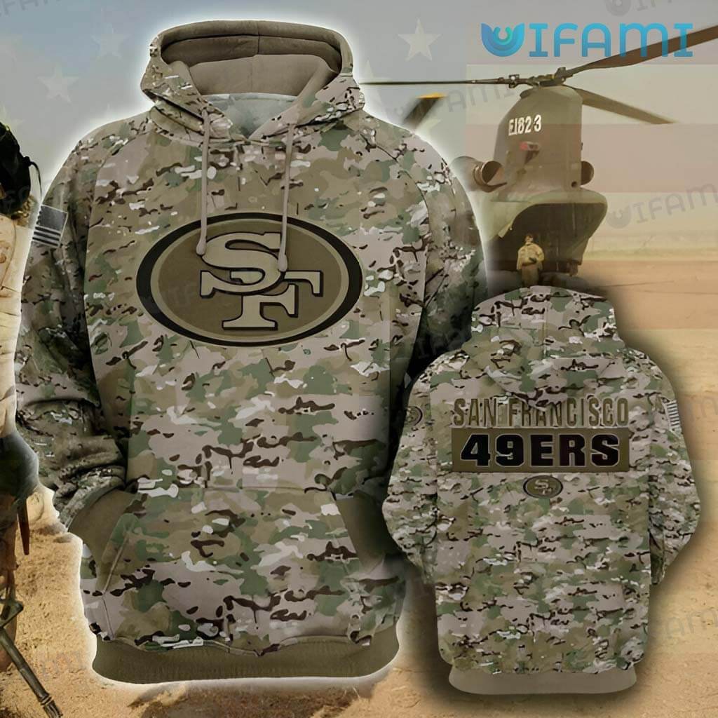 All Over Print Military Hoodie 3D Camo Pattern 3D San Francisco 49ers Gift 0