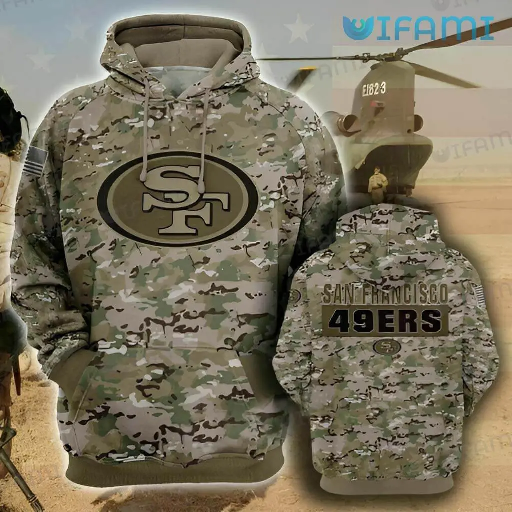 All Over Print Military Hoodie 3D Camo Pattern 3D San Francisco 49ers Gift 0