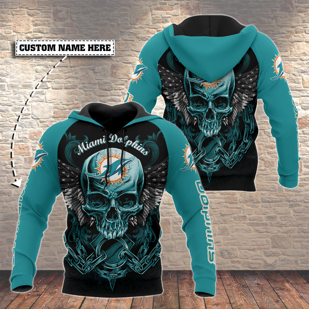 All Over Print Zip Up Hoodie For Miami Dolphins Fans Customized Design 0