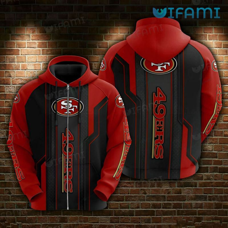 All Over Print Zip Up Hoodie with Armor Design 3D San Francisco 49ers Gift 0