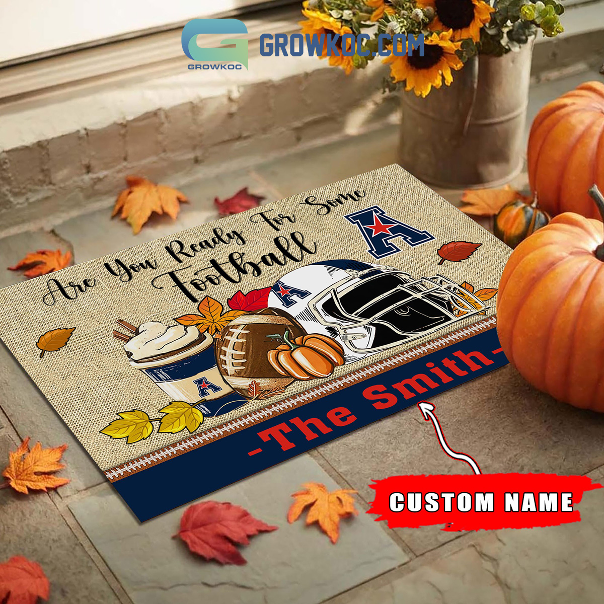 American Athletic Conference NCAA Fall Pumpkin Are You Ready For Some Football Personalized Doormat2B1 XeAMZ