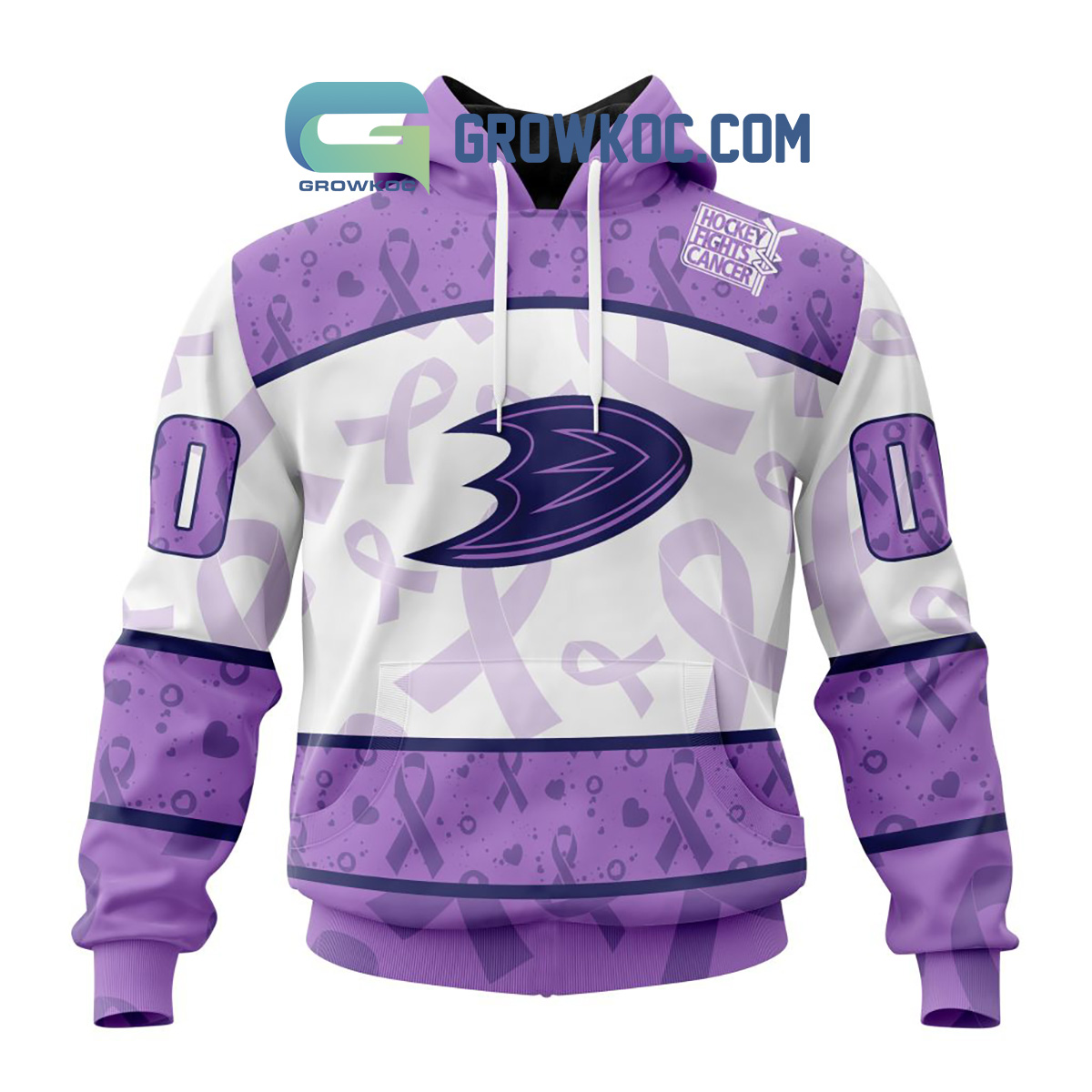 Anaheim Ducks Lavender Fight Cancer Personalized Hoodie Shirts2B1 uqPoY