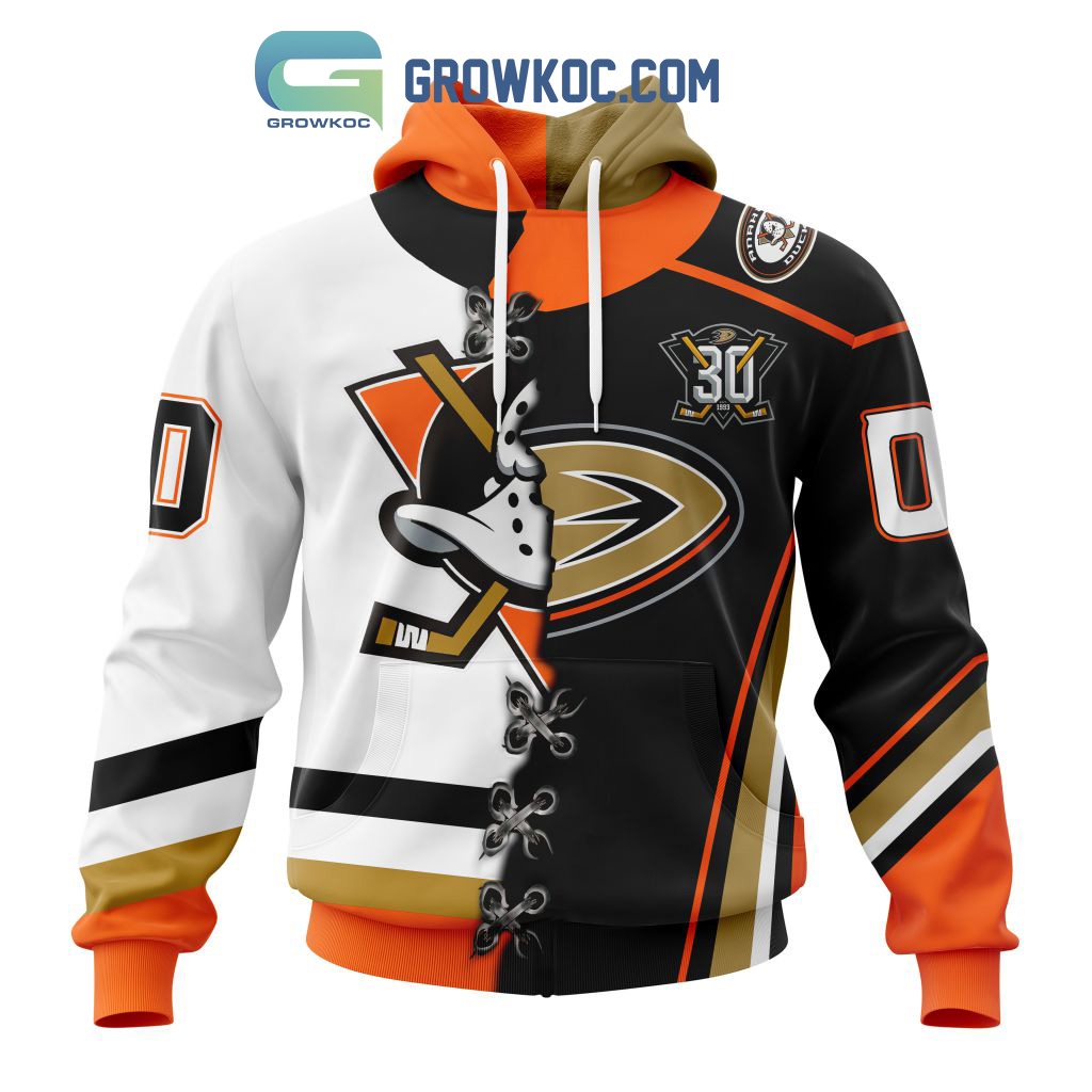 Anaheim Ducks Mix Reverse Retro Personalized Hoodie Shirts2B1 znJuw