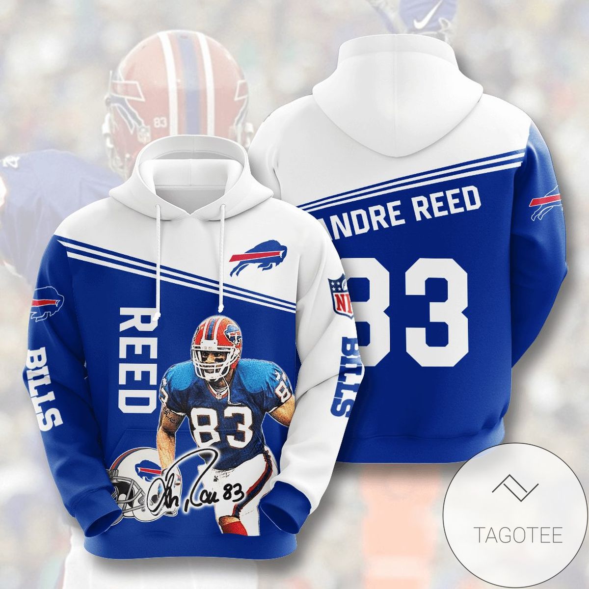 Andre Reed Buffalo Bills 3D Printed Hoodie Zipper Hooded Jacket