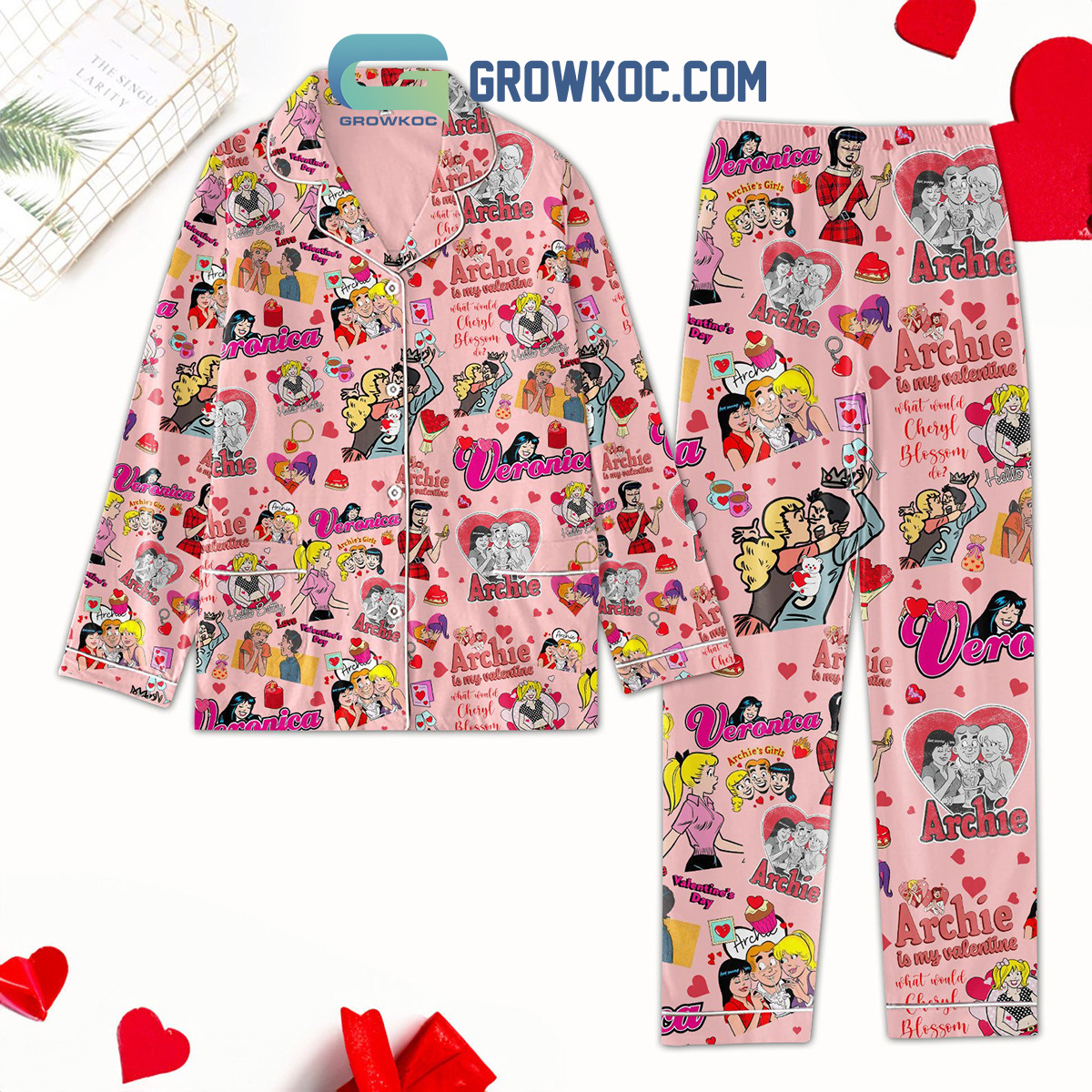 Archie Comics Veronica Valentine Polyester Pajamas Set2B1 1nCZA