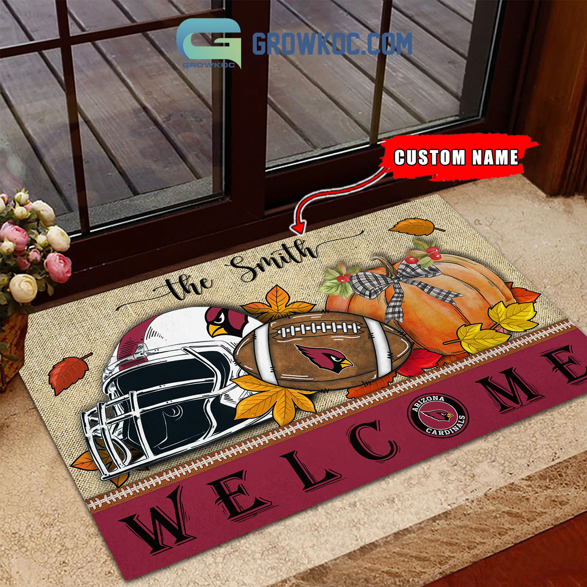 Arizona Cardinals NFL Welcome Fall Pumpkin Personalized Doormat2B1 BYm9j