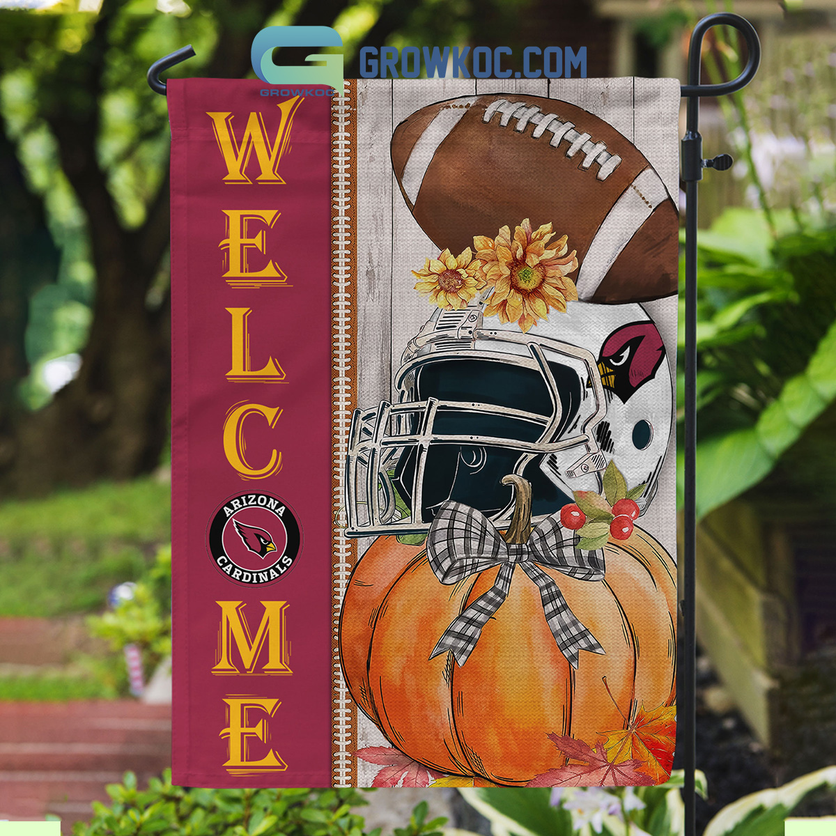 Arizona Cardinals NFL Welcome Fall Pumpkin Personalized House Garden Flag2B1 VwFSC