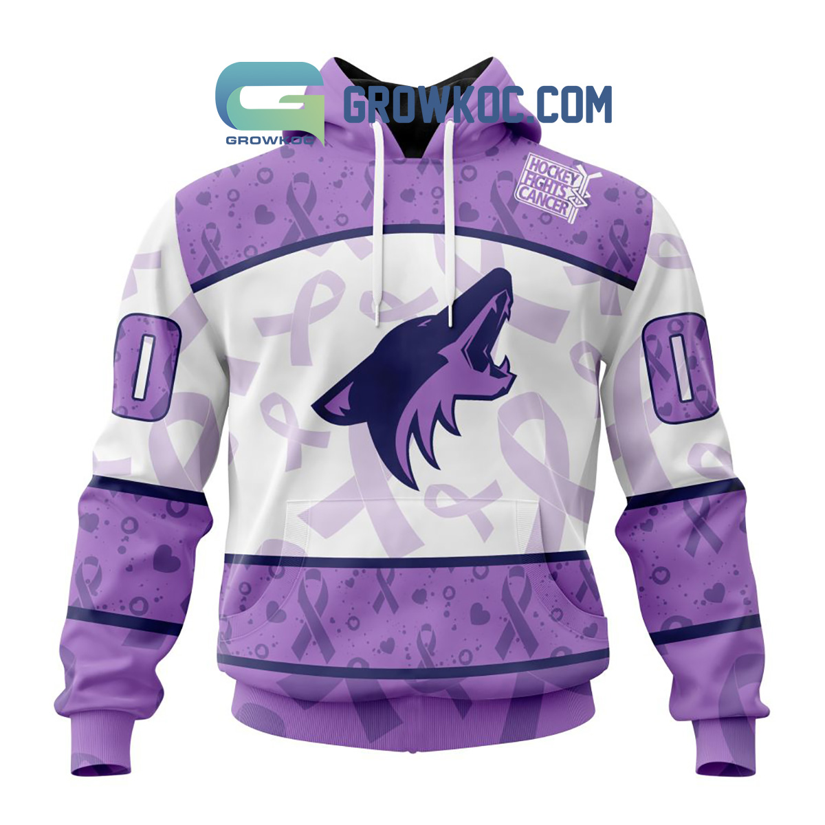 Arizona Coyotes Lavender Fight Cancer Personalized Hoodie Shirts2B1 79lIe