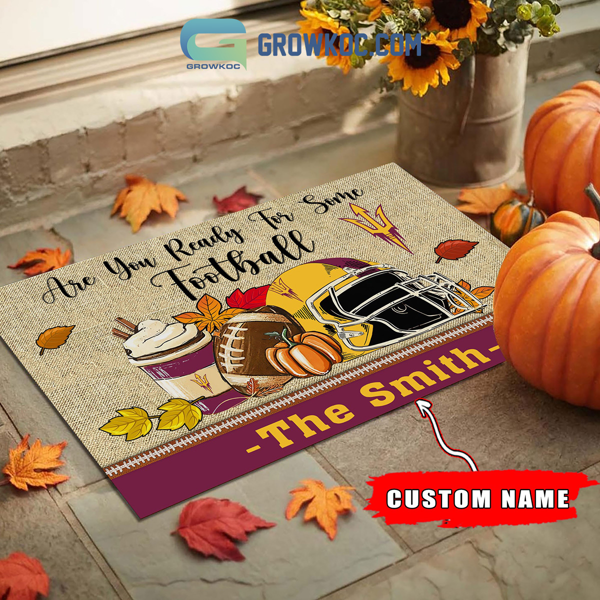 Arizona State Sun Devils NCAA Fall Pumpkin Are You Ready For Some Football Personalized Doormat2B1 qNrHO