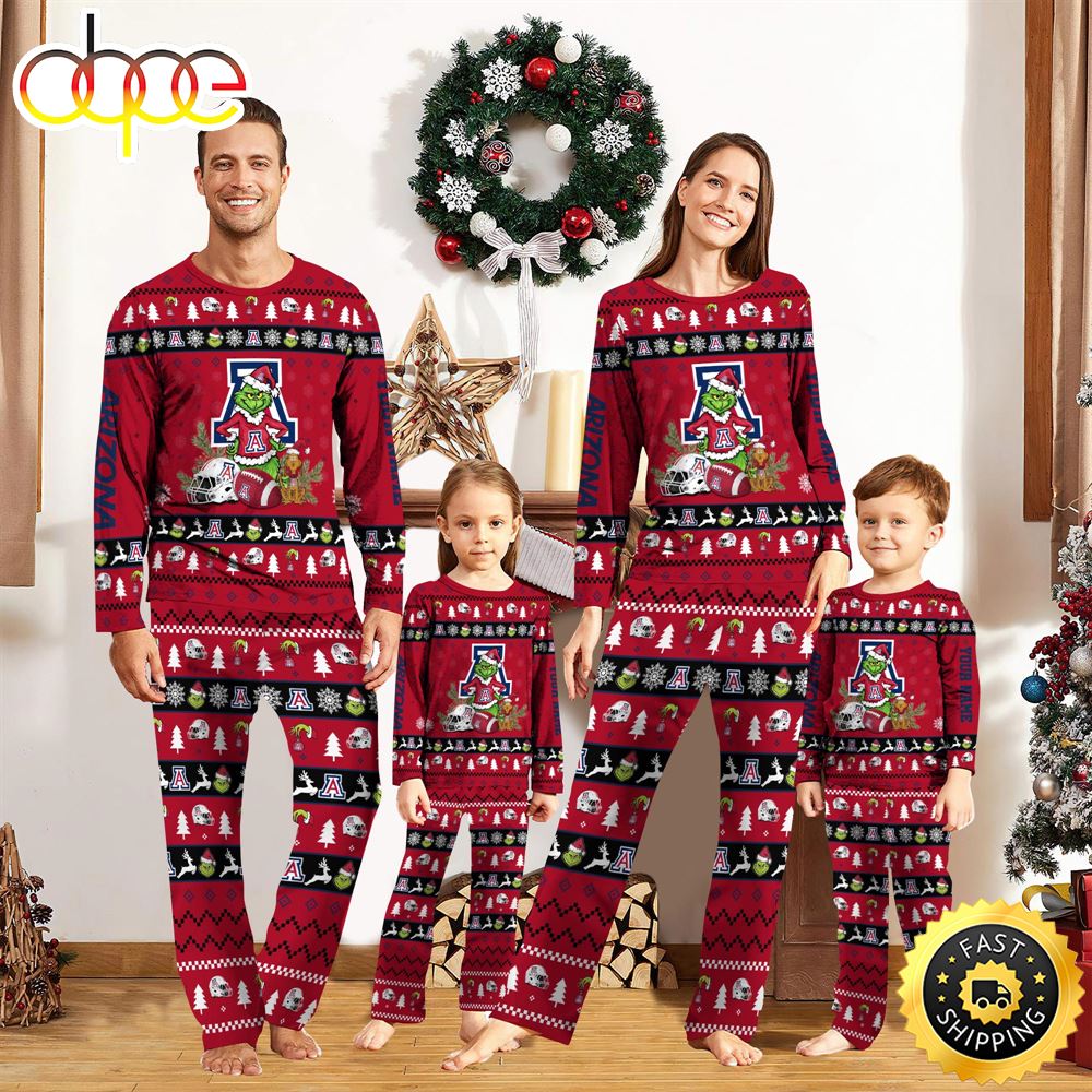 Arizona Wildcats NCAA Custom Name Grinch Christmas And Sport Team Pajama Set nkpmvk