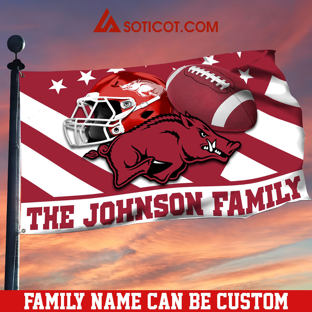 Arkansas Razorbacks Family Name Personalized House Garden Flags2B1 vfudJ