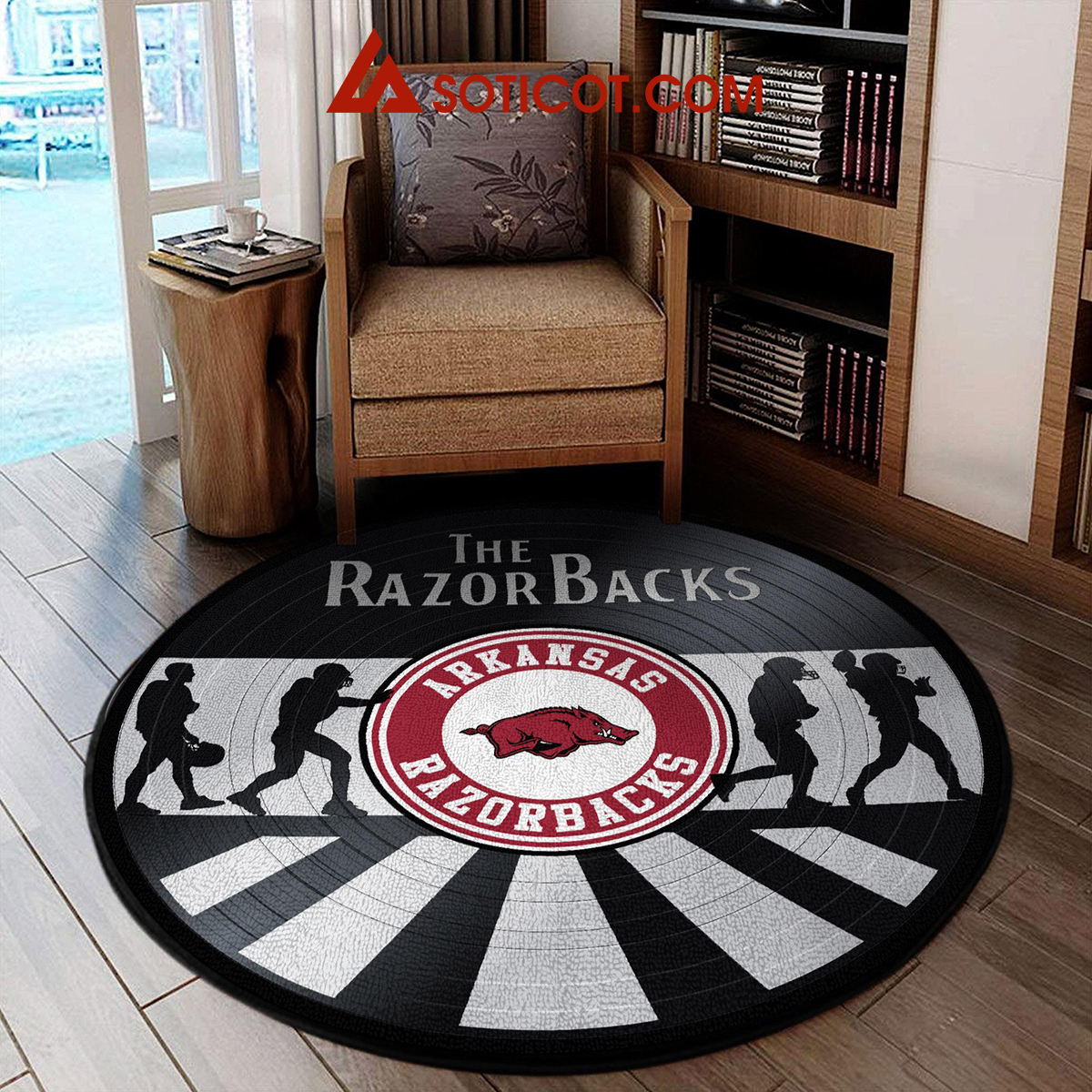 Arkansas Razorbacks New Style Sports Round Rug Carpet Livingroom Mat2B1 8XYZn