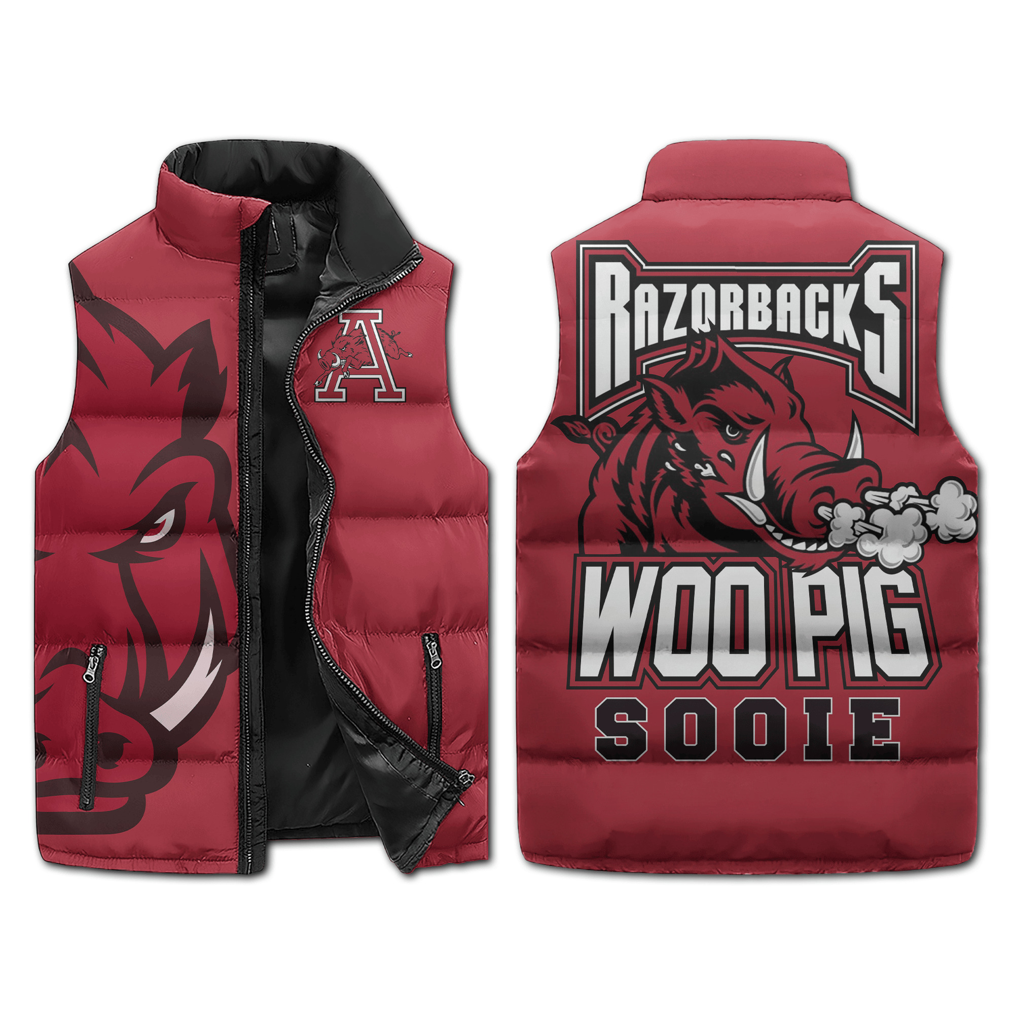 Arkansas Razorbacks Puffer Sleeveless Jacket Woo Pig Sooie2B1 Uz5TR