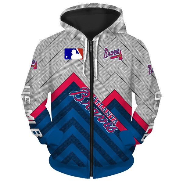 Atlanta Braves Baseball ZipUp 3D Hoodie Perfect For Mlb Fans 0