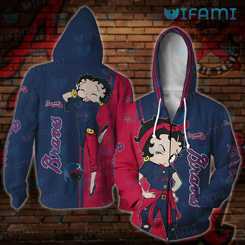 Atlanta Braves Zip Up Hoodie 3D Betty Boop Braves Gift