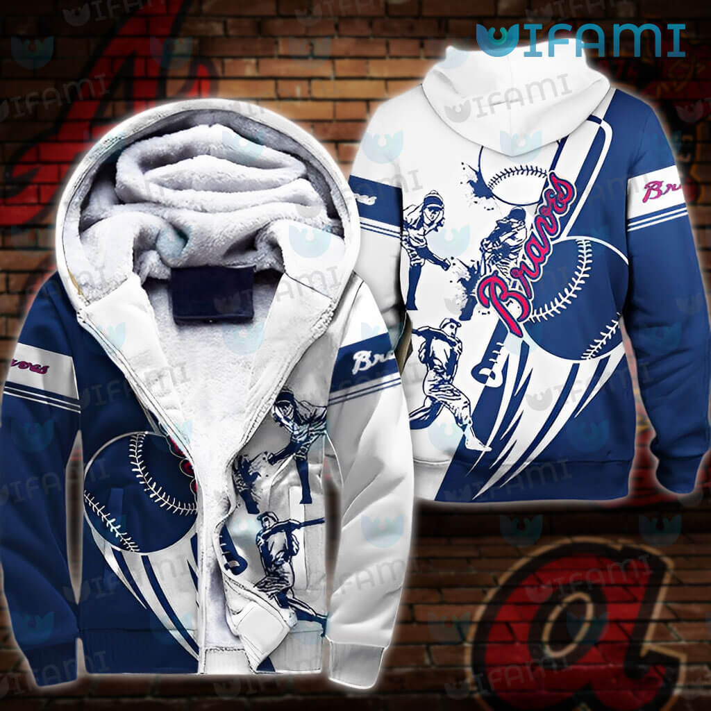 Atlanta Braves Zip Up Hoodie 3D Player Playing Baseball Braves Gift