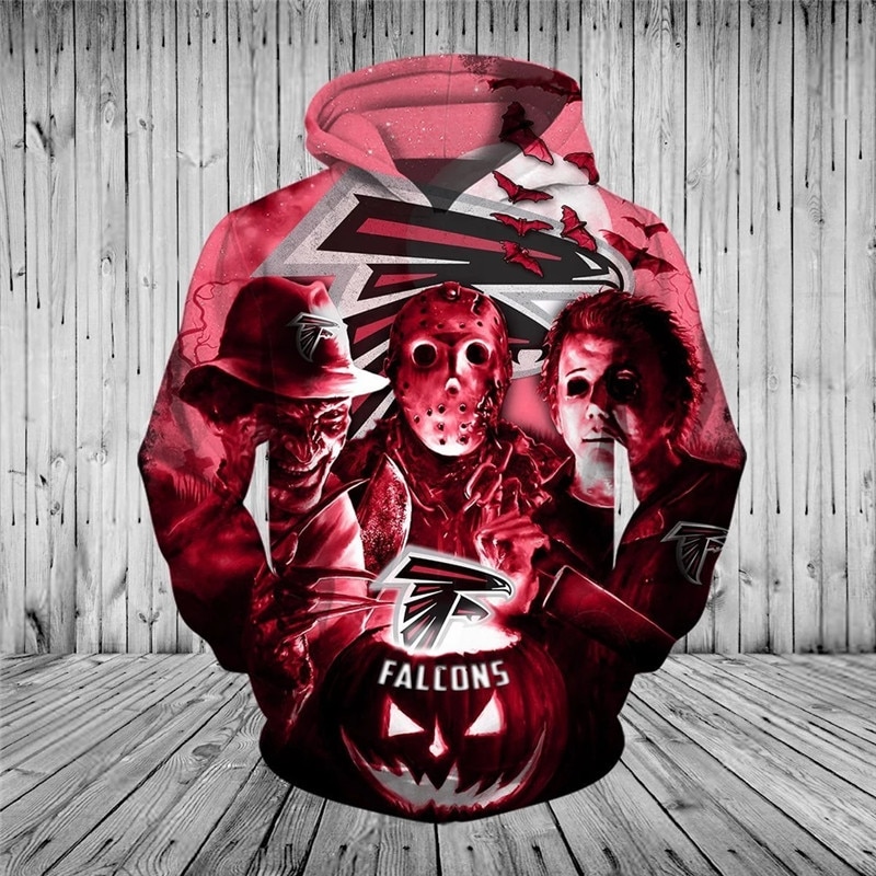 Atlanta Falcons All Over Print Hoodie Horror Night Halloween Pullover Nfl 0