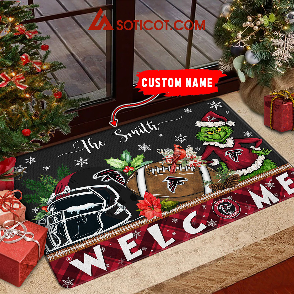 Atlanta Falcons Grinch Welcome Christmas Football Personalized Doormat2B1 oYDEy