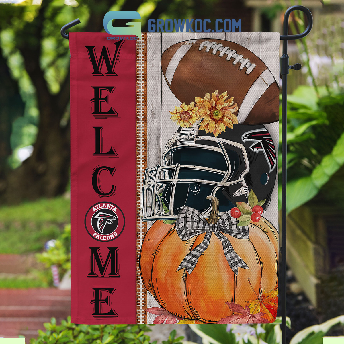 Atlanta Falcons NFL Welcome Fall Pumpkin Personalized House Garden Flag2B1 6eeSg