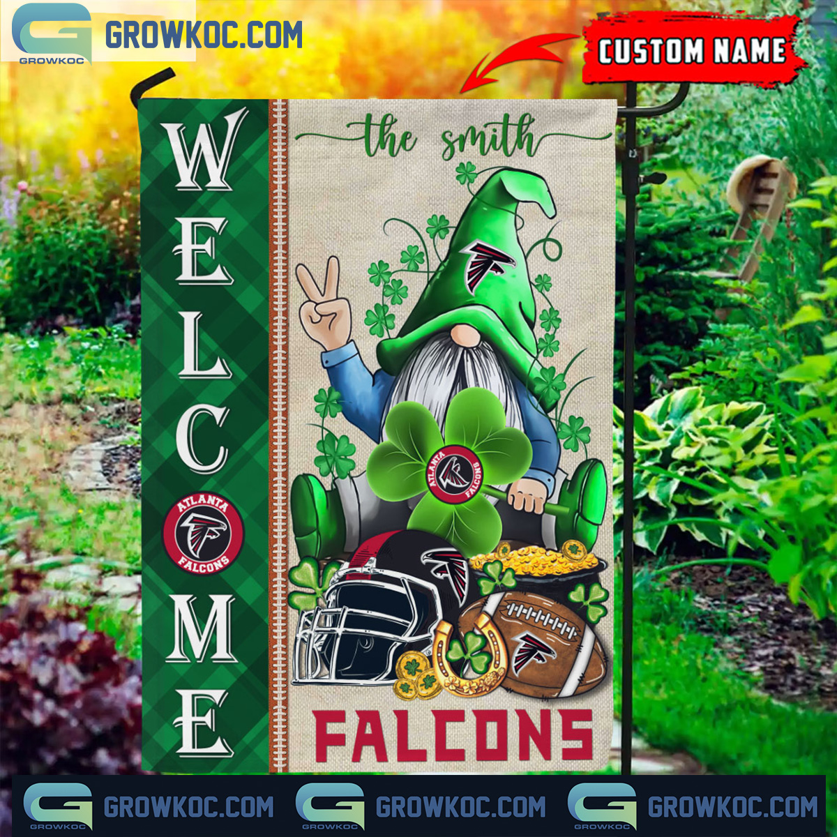 Atlanta Falcons St. Patricks Day Shamrock Personalized Garden Flag2B1 zdl2E