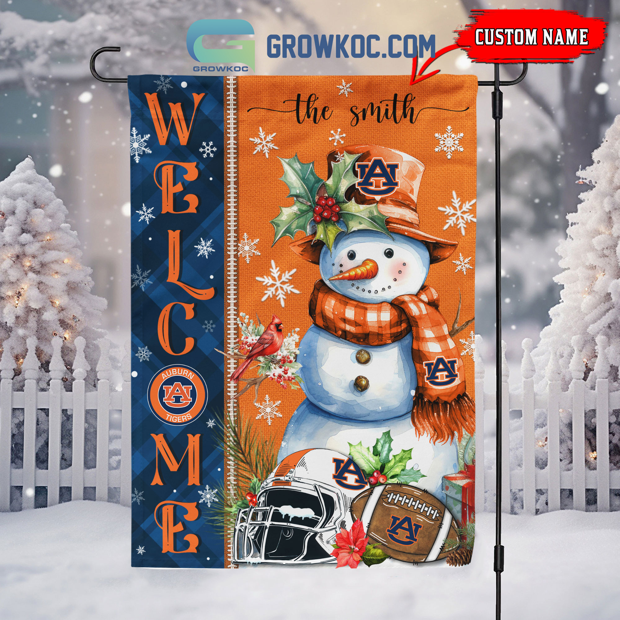 Auburn Tigers Football Snowman Welcome Christmas House Garden Flag2B1 y8Ri6