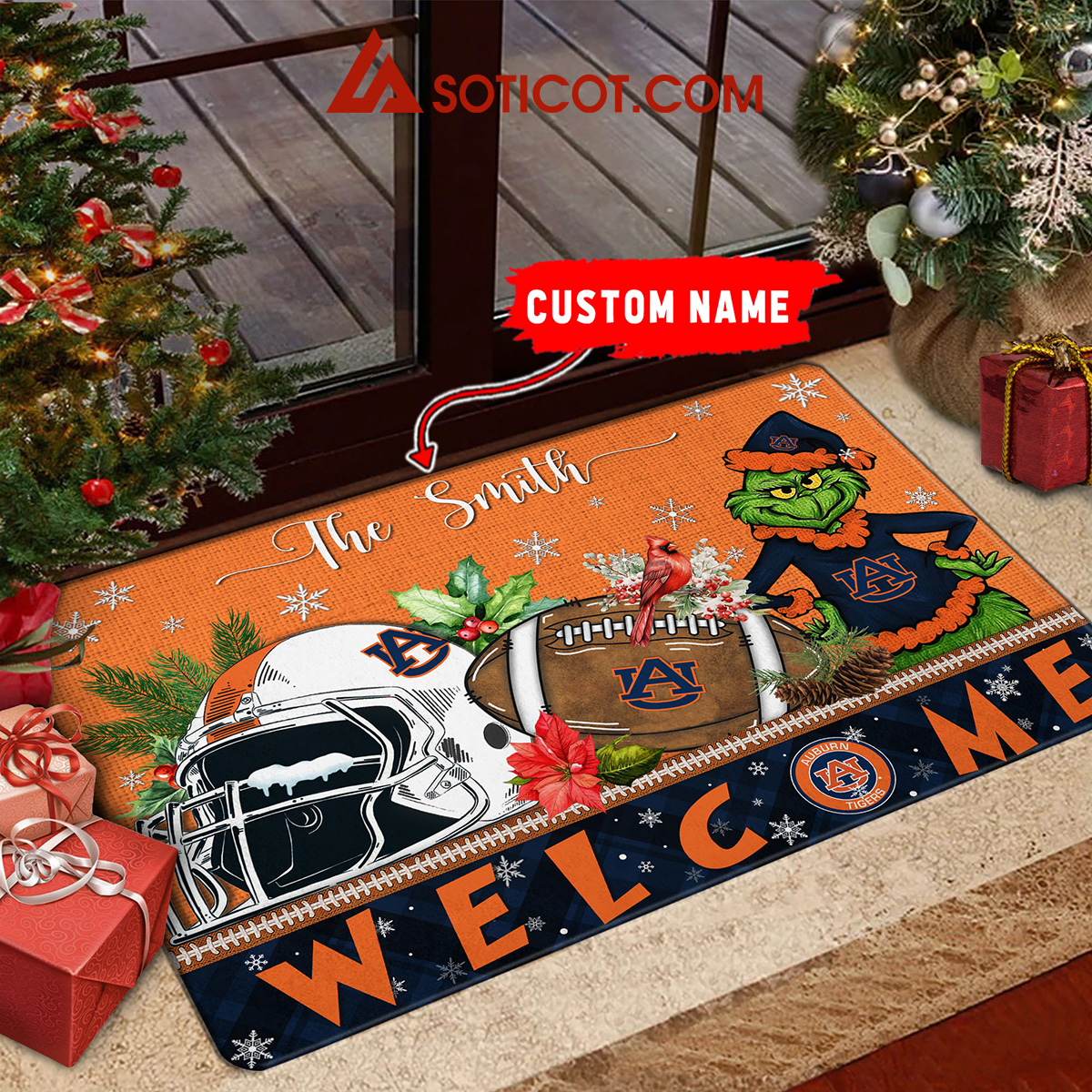 Auburn Tigers Grinch Welcome Christmas Football Personalized Doormat2B1 hRdXA