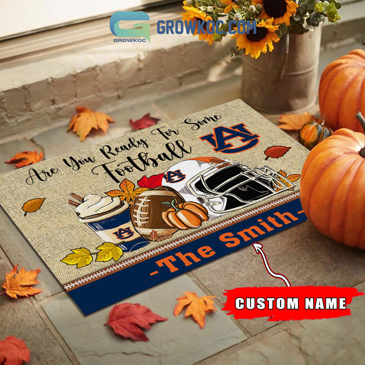 Auburn Tigers NCAA Fall Pumpkin Are You Ready For Some Football Personalized Doormat2B1 qGGoW