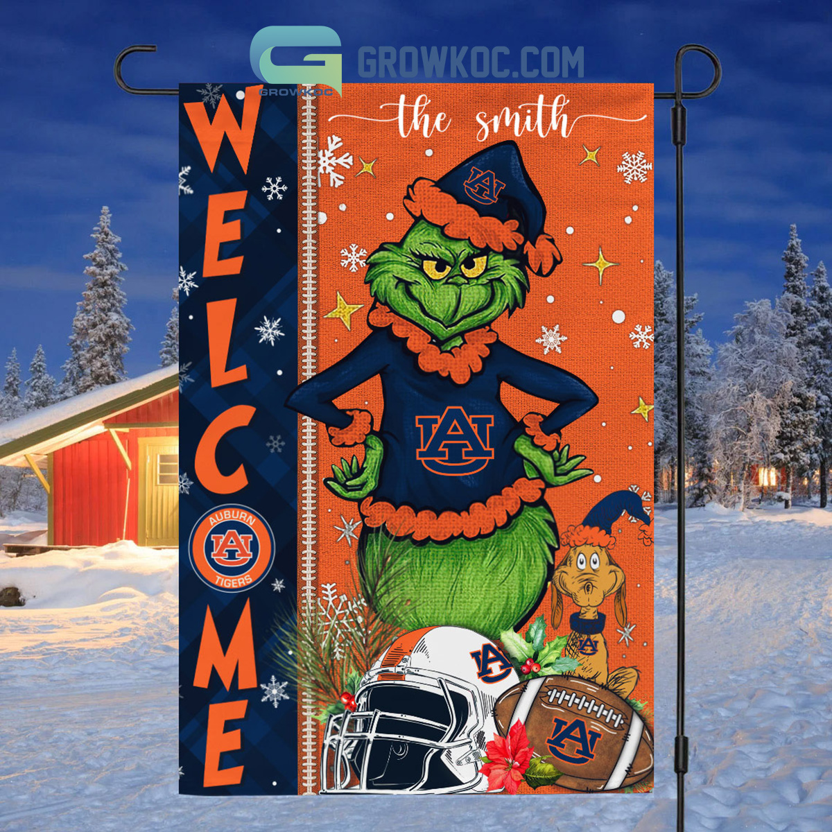 Auburn Tigers NCAA Grinch Football Welcome Christmas House Garden Flag2B1 odVPT