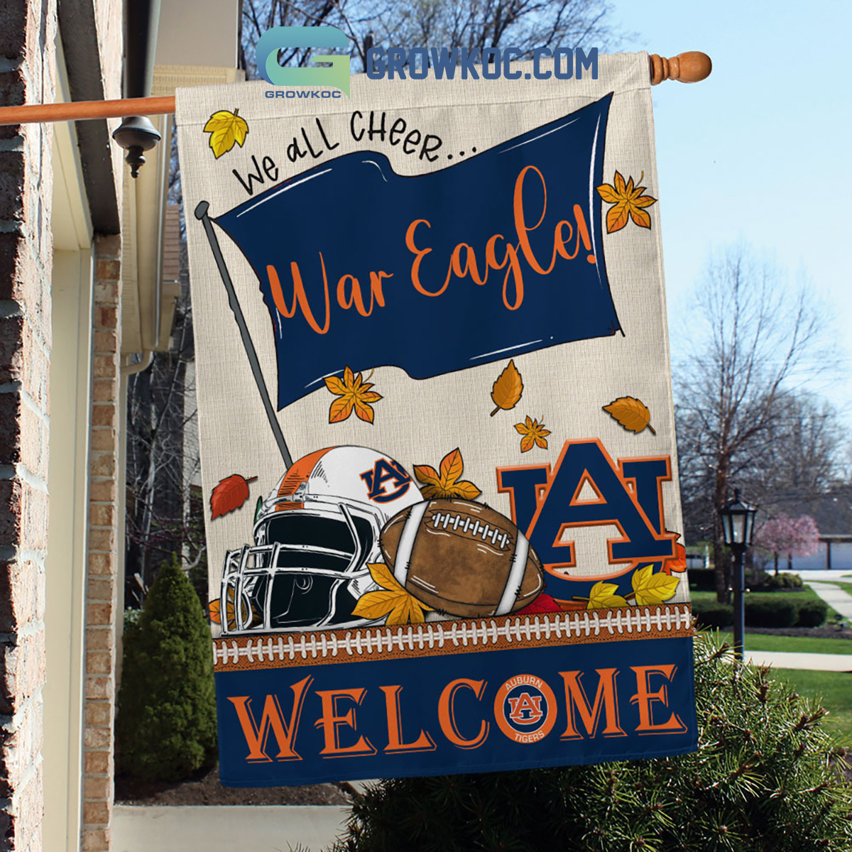 Auburn Tigers NCAA Welcome We All Cheer War Eagle House Garden Flag2B1 b9Ayu