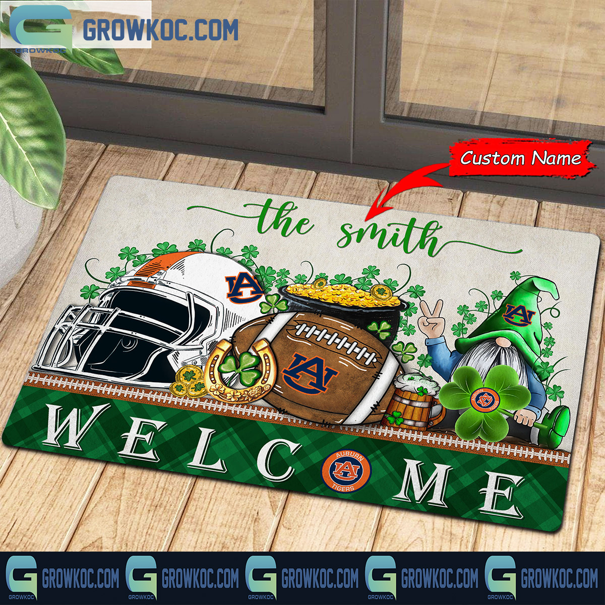 Auburn Tigers St Patrick Day Personalized Doormat2B1 SNLbn