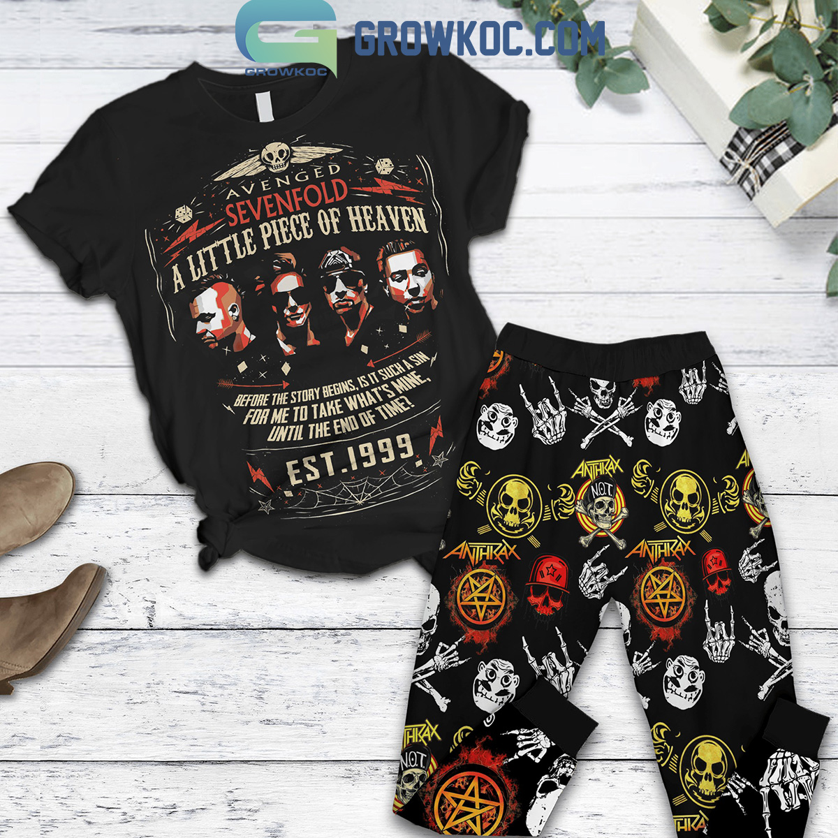 Avenged Sevenfold A Little Piece Of Heaven Fleece Pajamas Set2B1 wC2uh