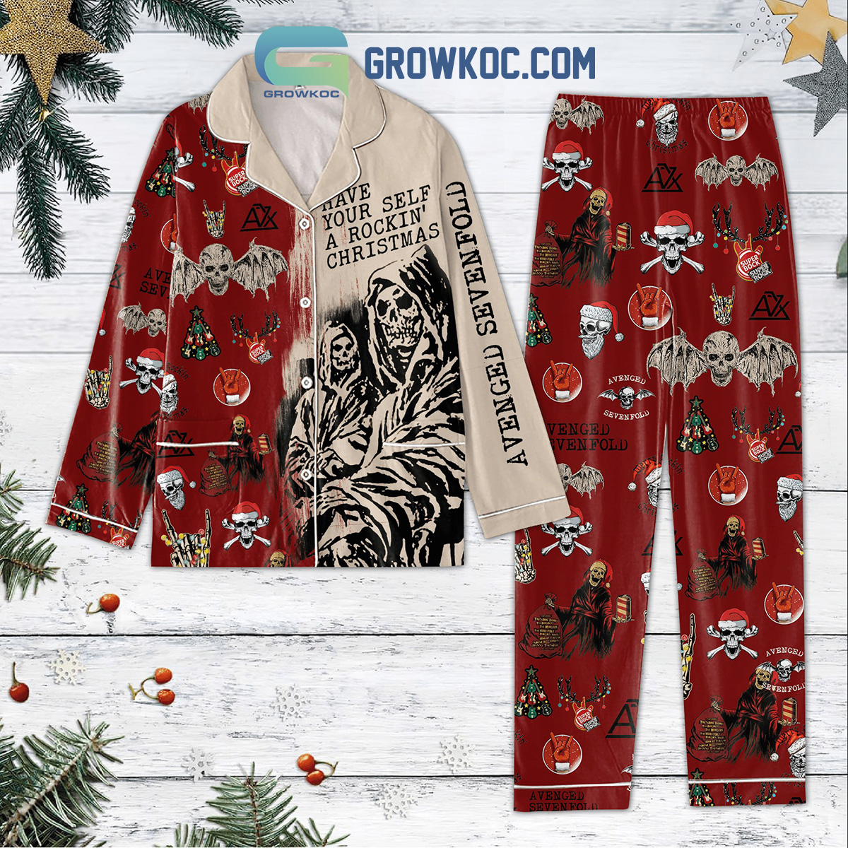 Avenged Sevenfold Have Your Self A Rockin Christmas Holidays Pajamas Set2B1 1zW6g