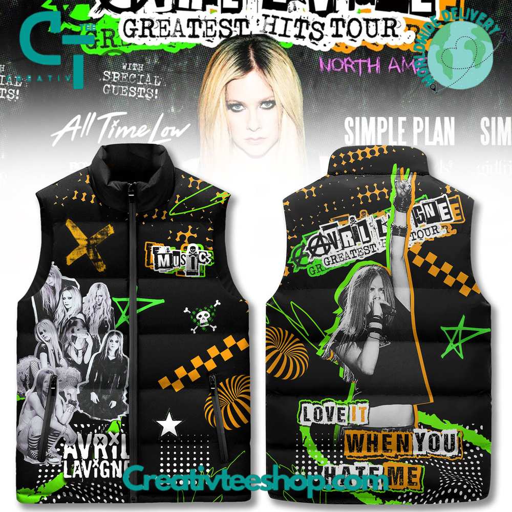 Avril Lavigne Greatest Hits Tour Sleeveless Puffer Jacket 1