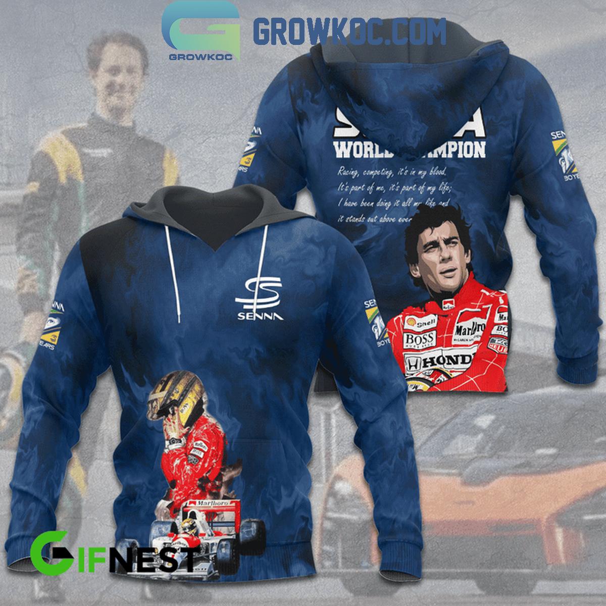 Ayrton Senna Racing Competing Its In My Blood 1988 World Champions Hoodie T Shirt 1 yw7Ln