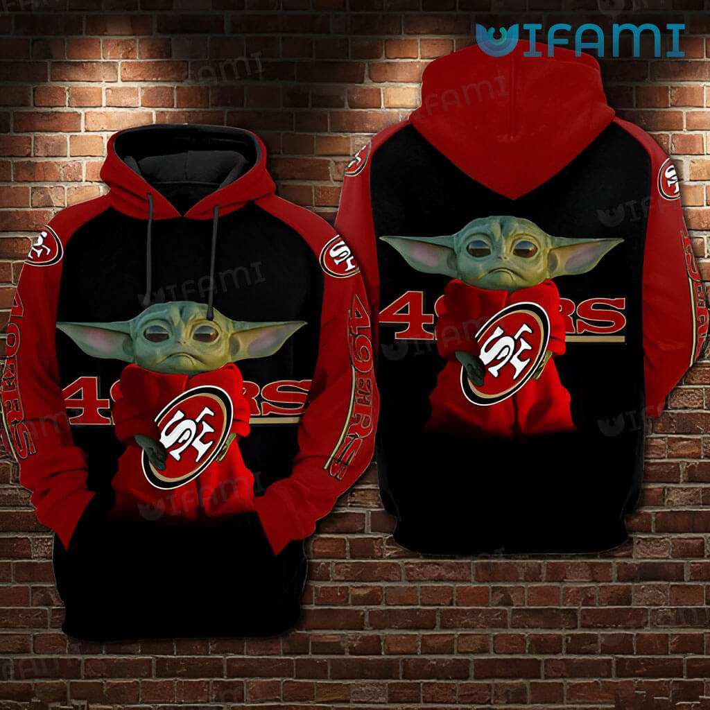 Baby Yoda Holding Logo All Over Print Hoodie 3D San Francisco 49ers Gift 0