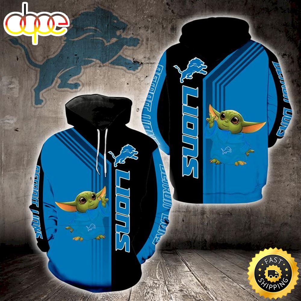Baby Yoda Detroit Lions 3d Hoodie All Over Print Cool Detroit Lions Gifts oud886