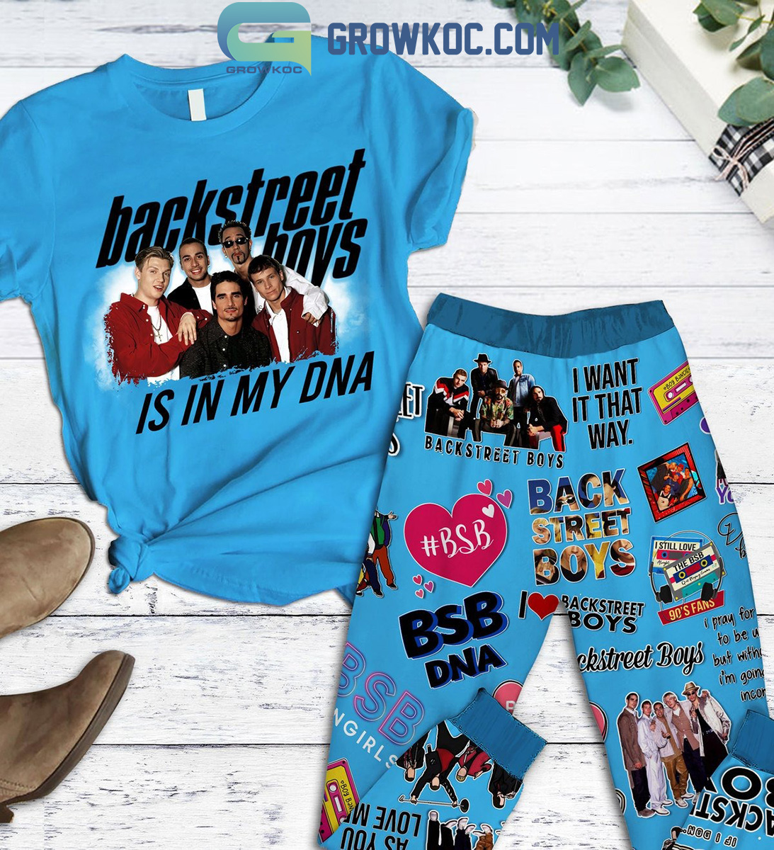 Backstreet Boy Is In My DNA Blue Design Fleece Pajamas Set2B1 MLCxO