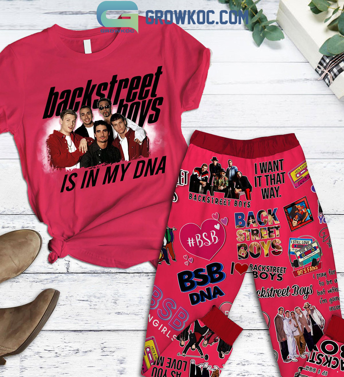 Backstreet Boy Is In My DNA Fleece Pajamas Set Red Version2B1 o5RNl