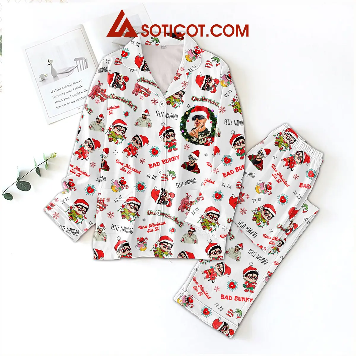 Bad Bunny Feliz Navidad Christmas Pajamas Set2B1 54bie