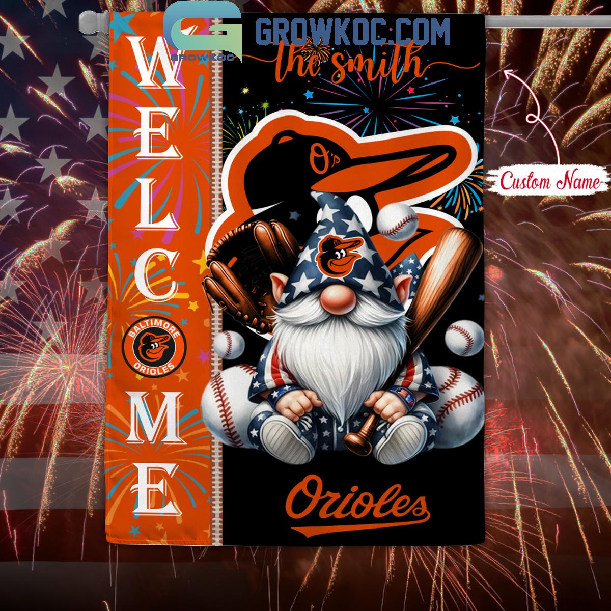 Baltimore Orioles Happy 4th Of July Patriot Personalized Garden Flag 1 jVR0E