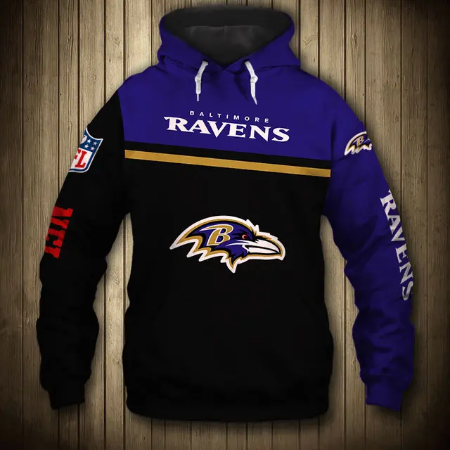 Baltimore Ravens All Over Print Skull Hoodie Pullover Zip Hoodie For Fans 0