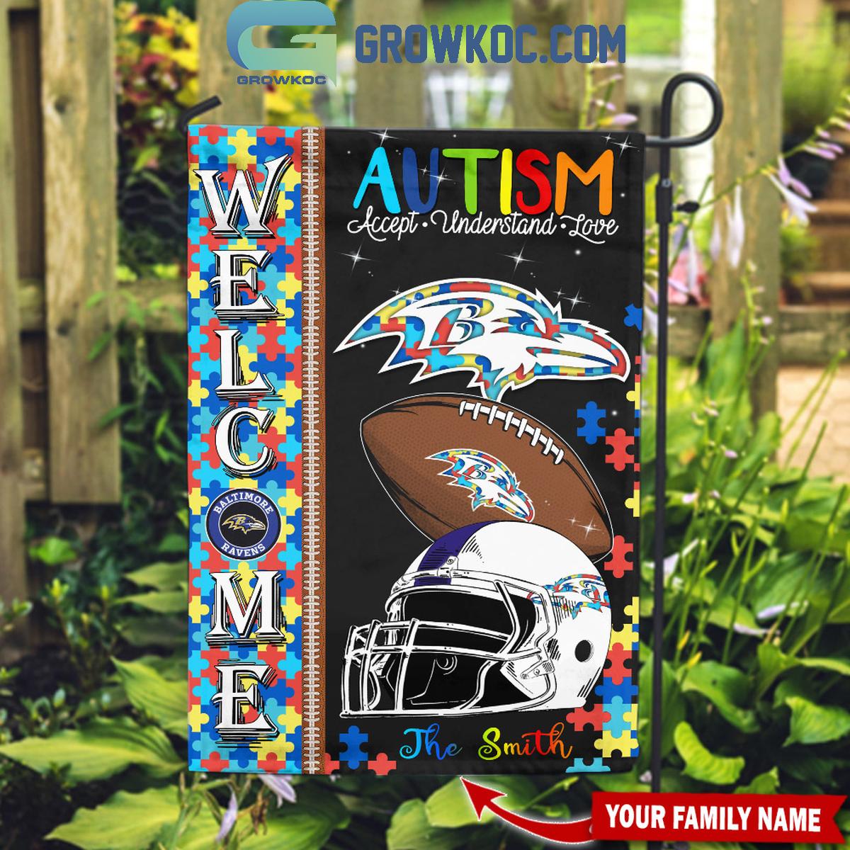 Baltimore Ravens Autism Accept Understand Love Personalized Flag 1 BERiQ