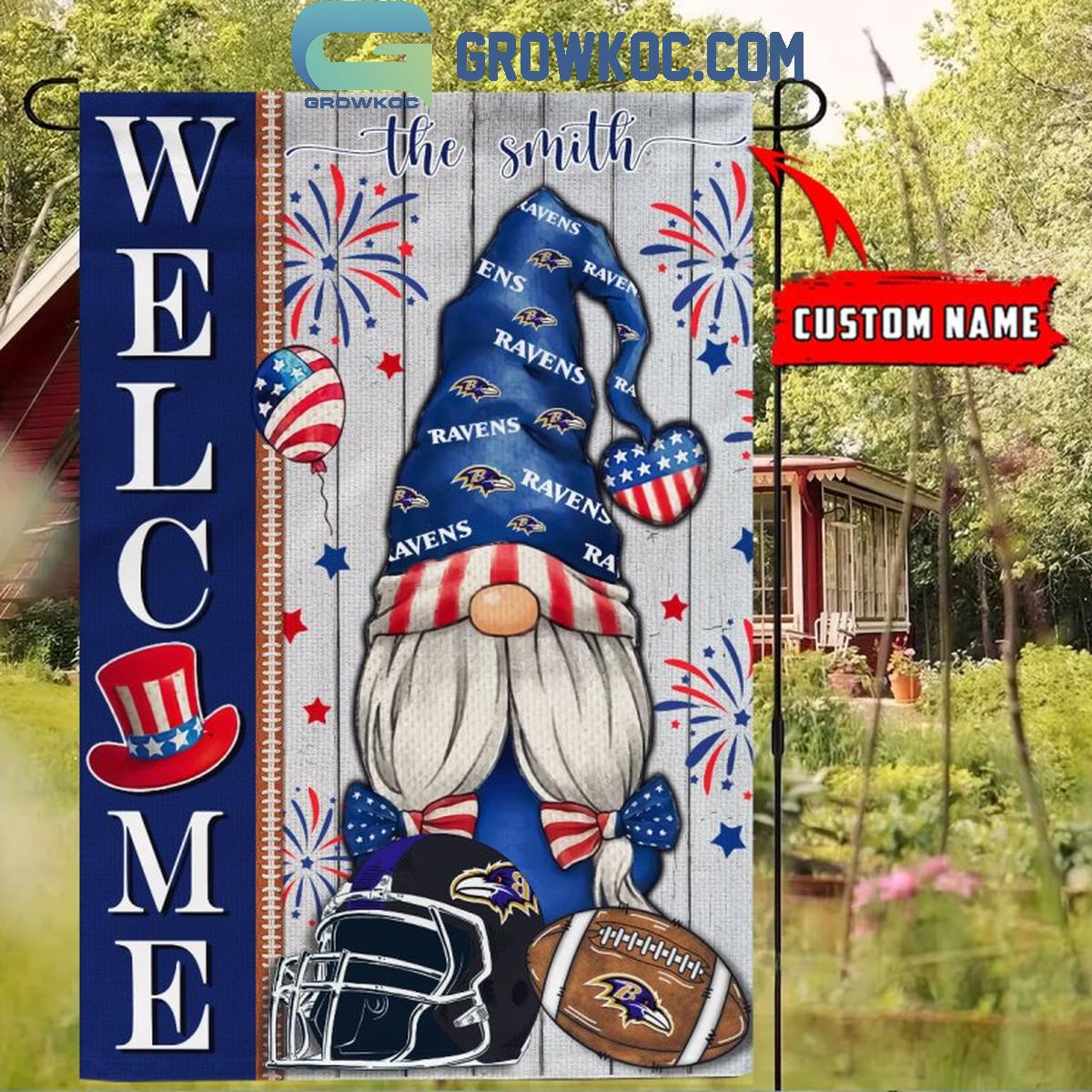 Baltimore Ravens Football Welcome 4th Of July Personalized Garden Flag 1 79CS5