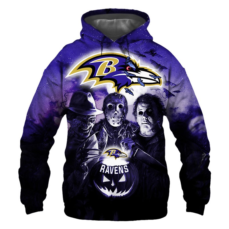 Baltimore Ravens Hoodie 3D Halloween Horror Night Gift for Fans 0