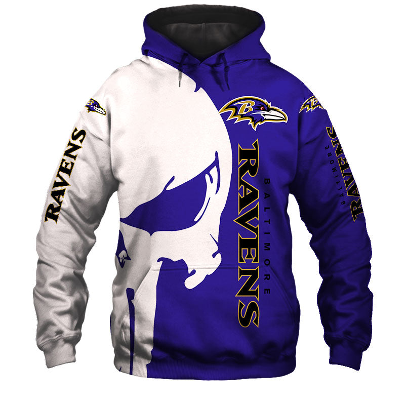 Baltimore Ravens Hoodie 3D Skull Printed Gifts for Fans 0