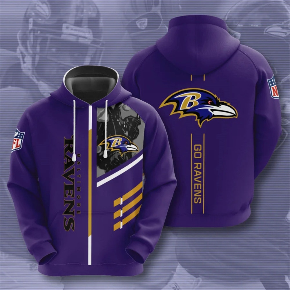 Baltimore Ravens Hoodie 3D Zip Hoodie 3 Lines Graphic Gift for Fans 0