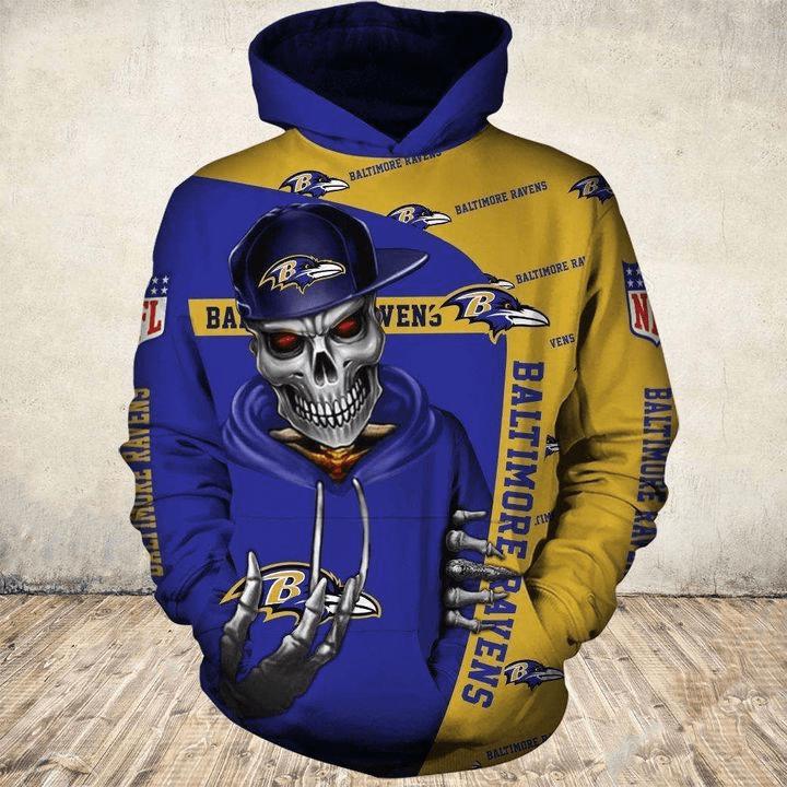 Baltimore Ravens Hoodie 3D Zip Hoodie Cute Death Gifts for Fans 0